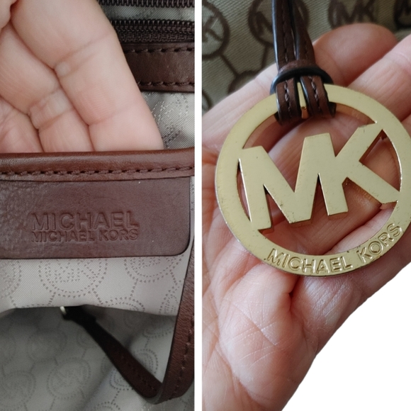 Michael Michael Kors Monogram Canvas with Leather Shoulder Tote Bag - Picture 15 of 16